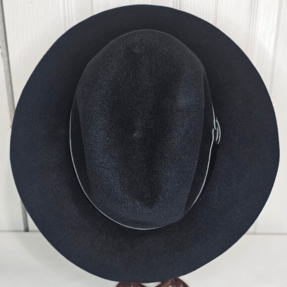 Hat Attack Women's Black Wool Felt Wide Brim Fedora Bucket Hat Floppy Winter USA - Picture 6 of 8